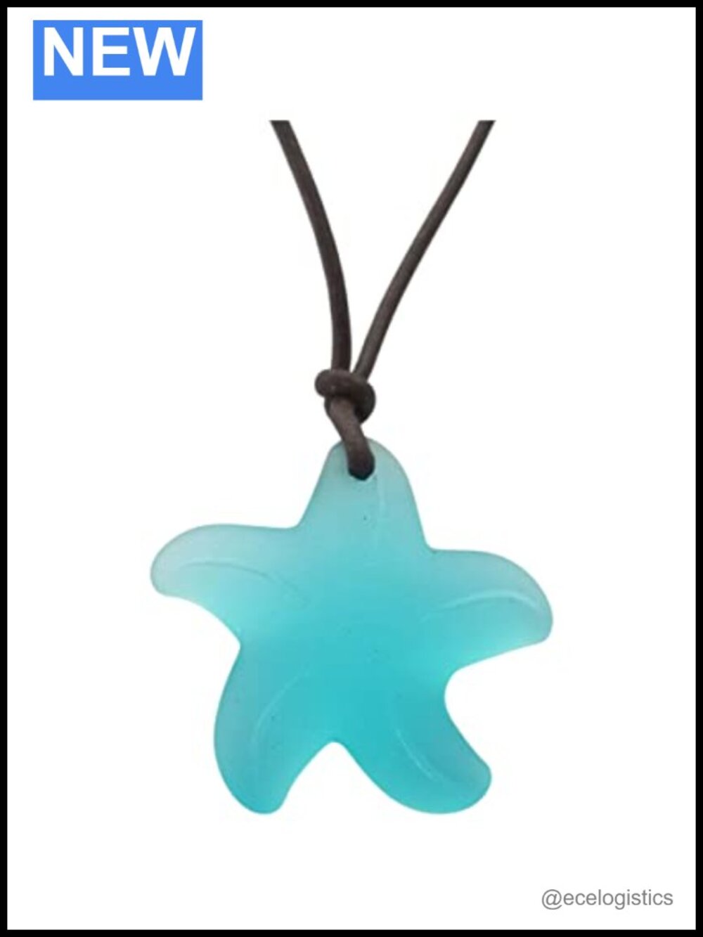 Starfish Sea Glass Necklace Leather Cord Adjustable 20 in Beach